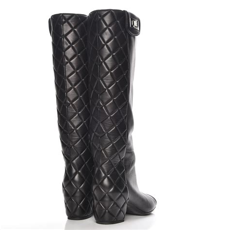 chanel quilted winter boots|knee high Chanel boots.